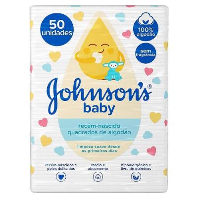 Algodão Quadrado Johnsons Baby Recém Nascido 50 Unidades