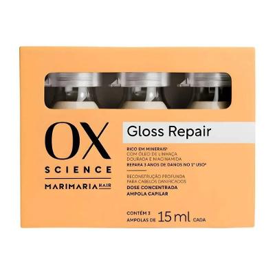Kit Ampola Capilar Ox Mari Maria Science Gloss Repair 3 Unidades 15ml Cada