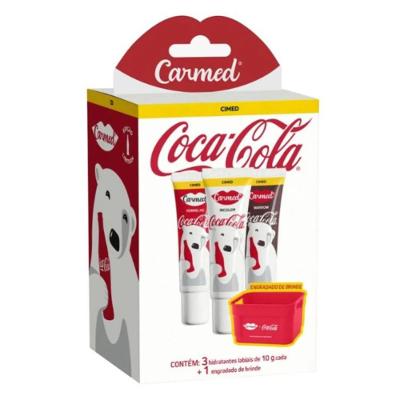Kit Hidratante Labial Carmed Coca-cola 3 Unidades 10g Cada + Engradado Colecionável