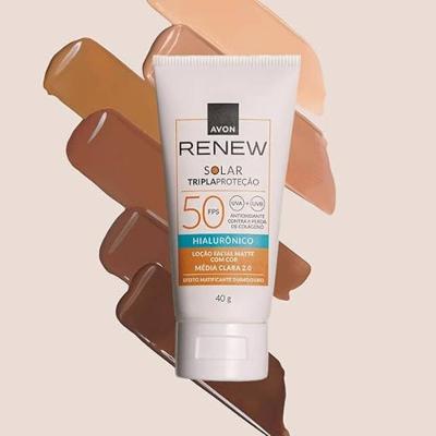 Protetor Solar Facial Avon Renew Ácido Hialurônico Média Clara 2.0 Fps50 40g