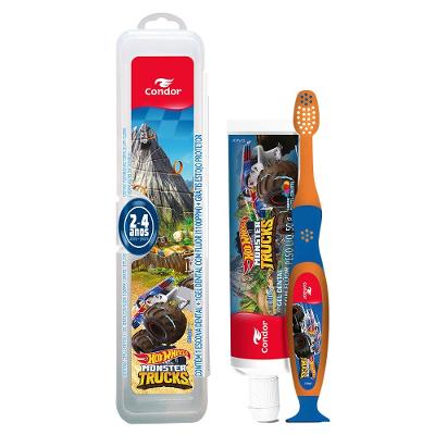 Kit Condor Hot Wheels Estojo +  escova Dental Infantil + Gel Dental Tutti-frutti 50g