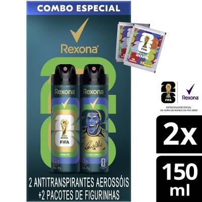 Kit Desodorante Aerosol Rexona Men Fifa Impacto Ronaldo 2 Unidades 150ml Cada + 2 Figurinhas