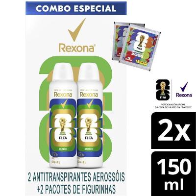 Kit Desodorante Aerosol Rexona Fifa Bamboo 2 Unidades 150ml Cada + 2 Pacotes De Figurinhas