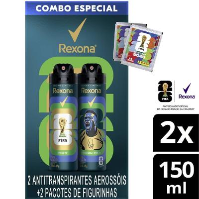 Kit Desodorante Aerosol Rexona Men Fifa Impacto Vini Jr 2 Unidades 150ml Cada + 2 Figurinhas