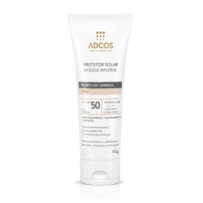Protetor Solar Facial Adcos Mousse Mineral Nude Fps50 40g