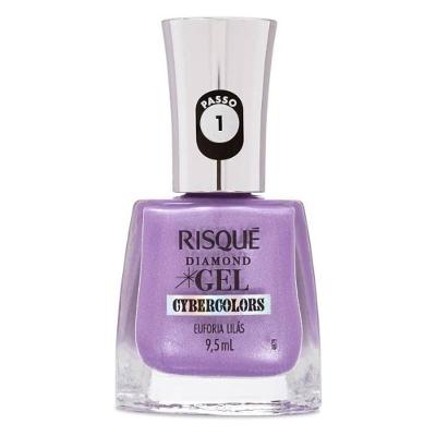 Esmalte Risqué Diamond Gel Cybercolors Metálico Euforia Lilás 9,5ml