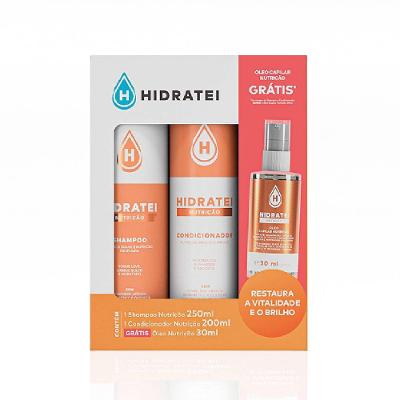 Kit Hidratei Nutrição Shampoo 250ml + Condicionador 200ml + Óleo Capilar 30ml