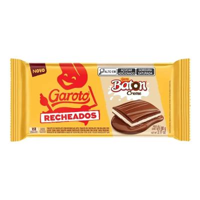 Chocolate Em Barra Garoto Recheados Baton Creme 90g
