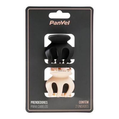 Kit 2 Prendedores De Cabelo Médio Panvel Fosco Preto E Bege