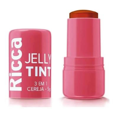 Blush Multifuncional Em Bastão Ricca Jelly Tint 3 Em 1 Cereja 5g
