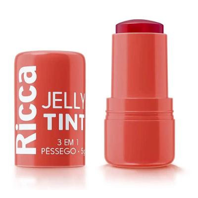 Blush Multifuncional Em Bastão Ricca Jelly Tint 3 Em 1 Pêssego 5g