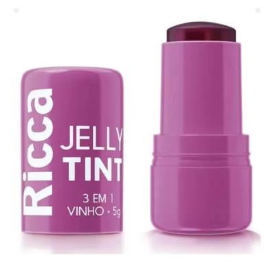 Blush Multifuncional Em Bastão Ricca Jelly Tint 3 Em 1 Vinho 5g