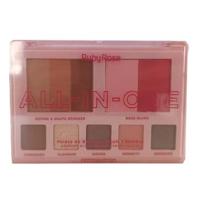 Paleta Multifuncional Bronzer Blush E Sombra Ruby Rose All In One 21g