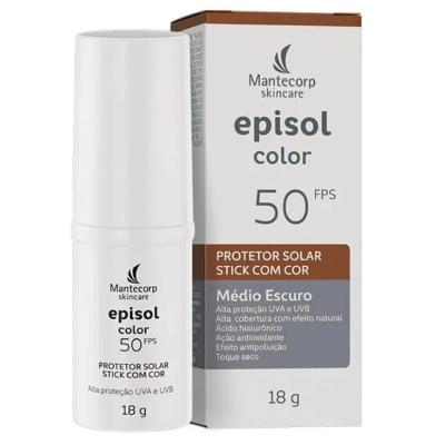Protetor Solar Facial Episol Color Stick Médio Escuro Fps50 18g
