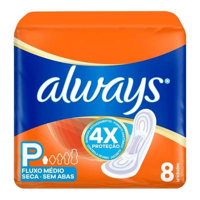Absorvente Always Super Proteção Seca Sem Abas 8 Unidades
