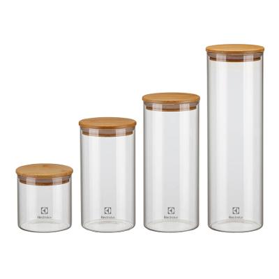 Potes Herméticos Porta-Mantimentos com Tampa de Bambu