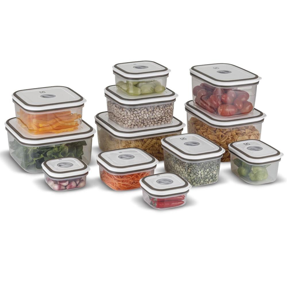 Potes Herméticos Electrolux de Plástico Cinza Retangular com 12 Unidades - 1