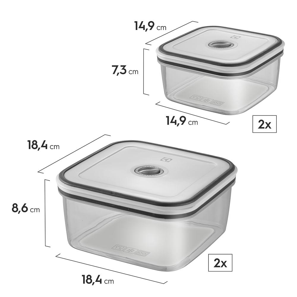 Potes Herméticos Electrolux de Plástico Cinza Retangular com 12 Unidades - 4