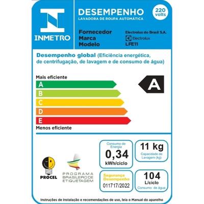 Máquina de Lavar Frontal Electrolux 11kg  Inverter Premium Care com Água Quente/Vapor (LFE11)