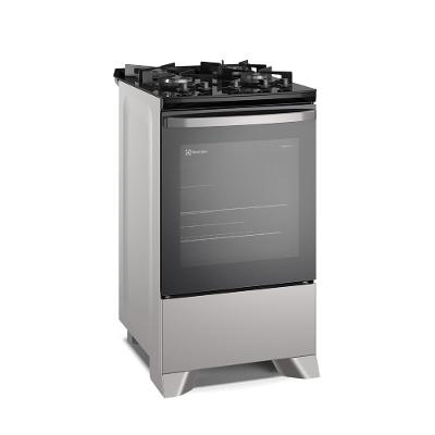 Fogão 4 bocas Electrolux Prata Efficient com Mesa de Vidro, Tripla Chama e VaporBake (FE4GS)