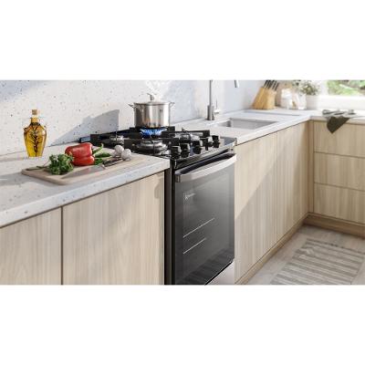 Fogão 4 bocas Electrolux Prata Efficient com Mesa de Vidro, Tripla Chama e VaporBake (FE4GS)