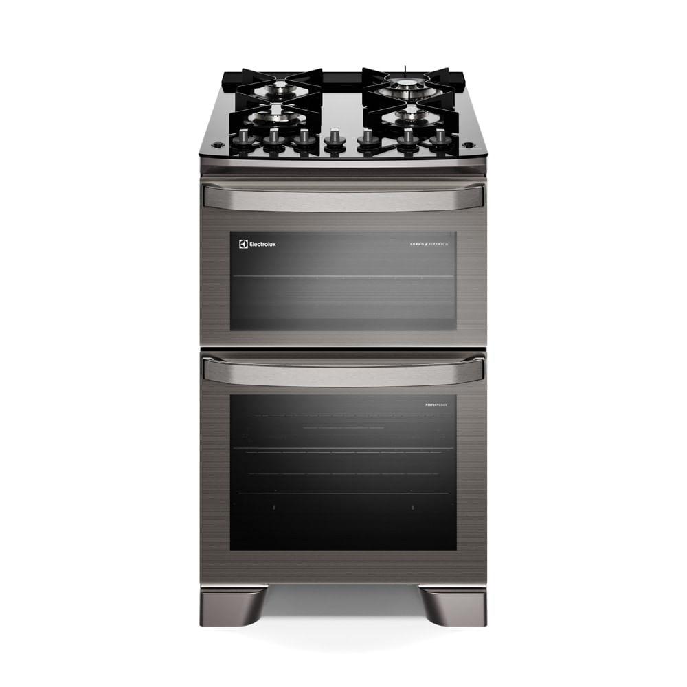 Fogão 4 bocas Electrolux Cinza Experience com Mesa de Vidro, Duplo Forno e PerfectCook360 (FE4DC) - 1