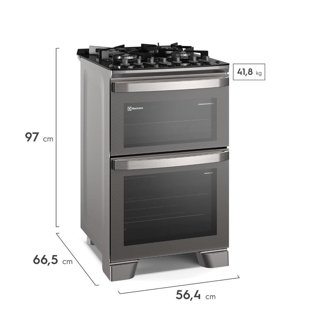 Fogão 4 bocas Electrolux Cinza Experience com Mesa de Vidro, Duplo Forno e PerfectCook360 (FE4DC) - 2