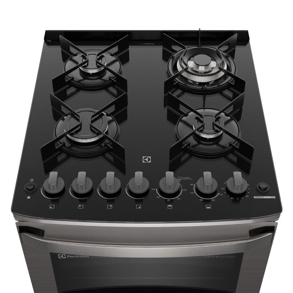 Fogão 4 bocas Electrolux Cinza Experience com Mesa de Vidro, Duplo Forno e PerfectCook360 (FE4DC) - 5