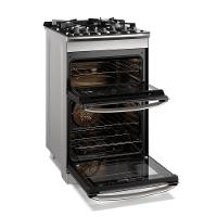 Fogão 4 bocas Electrolux Cinza Experience com Mesa de Vidro, Duplo Forno e PerfectCook360 (FE4DC)