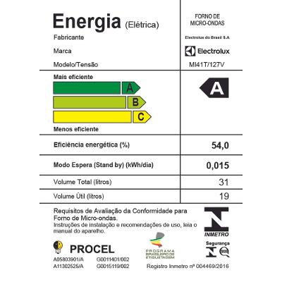 Micro-ondas Electrolux 31L Branco com Painel Integrado e Display Econômico (MI41T)
