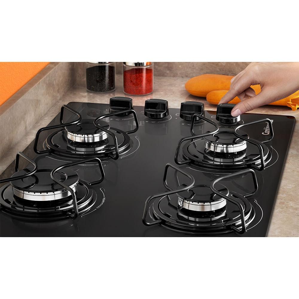 Cooktop 4 Bocas Continental a Gás de Vidro  Temperado Preto (KC4GP) - 5