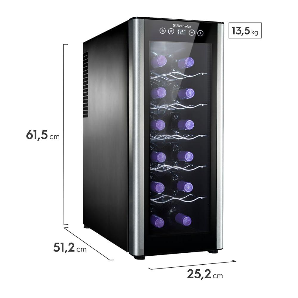 Adega de Vinho Climatizada Electrolux 12 garrafas Uma Porta Acabamento em Alumínio (ACB12) - 2