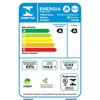 Fogão 5 bocas Electrolux Branco Efficient com Mesa Inox, PerfectCook e VaporBake (FE5IB)