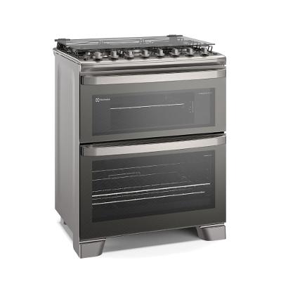 Fogão 5 bocas Electrolux Cinza Experience com Duplo Forno, PerfectCook360 e Vapor Bake (FE5DC)