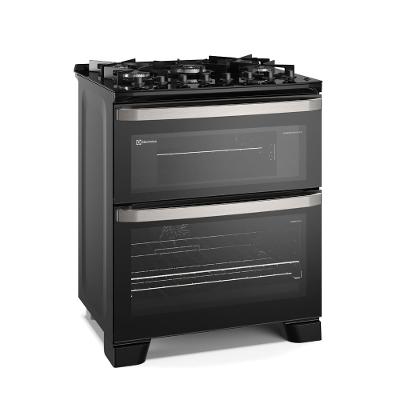 Fogão 5 bocas Electrolux Preto Experience 2 Fornos, Mesa de Vidro e PerfectCook360 (FE5DP)