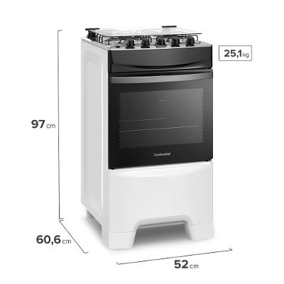 Fogão 4 Bocas Continental Branco Automático com TOPLimpaFácil (FC4IB) Premium