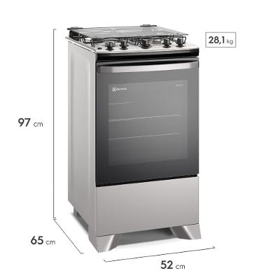 Fogão 4 bocas Electrolux Prata Efficient com Mesa Inox, PerfectCook e VaporBake (FE4IS)