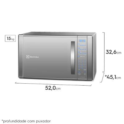 Micro-ondas Electrolux 31L cor Inox Espelhado com Função Grill e Painel Blue Touch (ME41X)