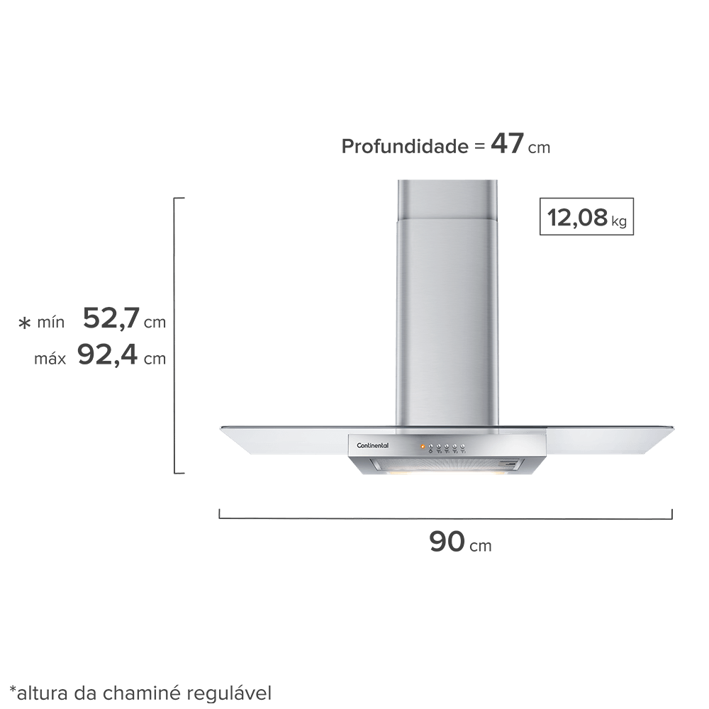 Coifa de parede Continental 90cm Inox com Vidro (CC9VX) - 2