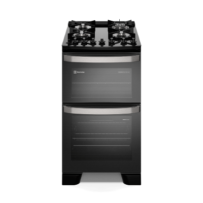 Fogão 4 bocas Electrolux Preto Experience Mesa vidro, 2 Fornos e Tripla Chama (FE4DP)