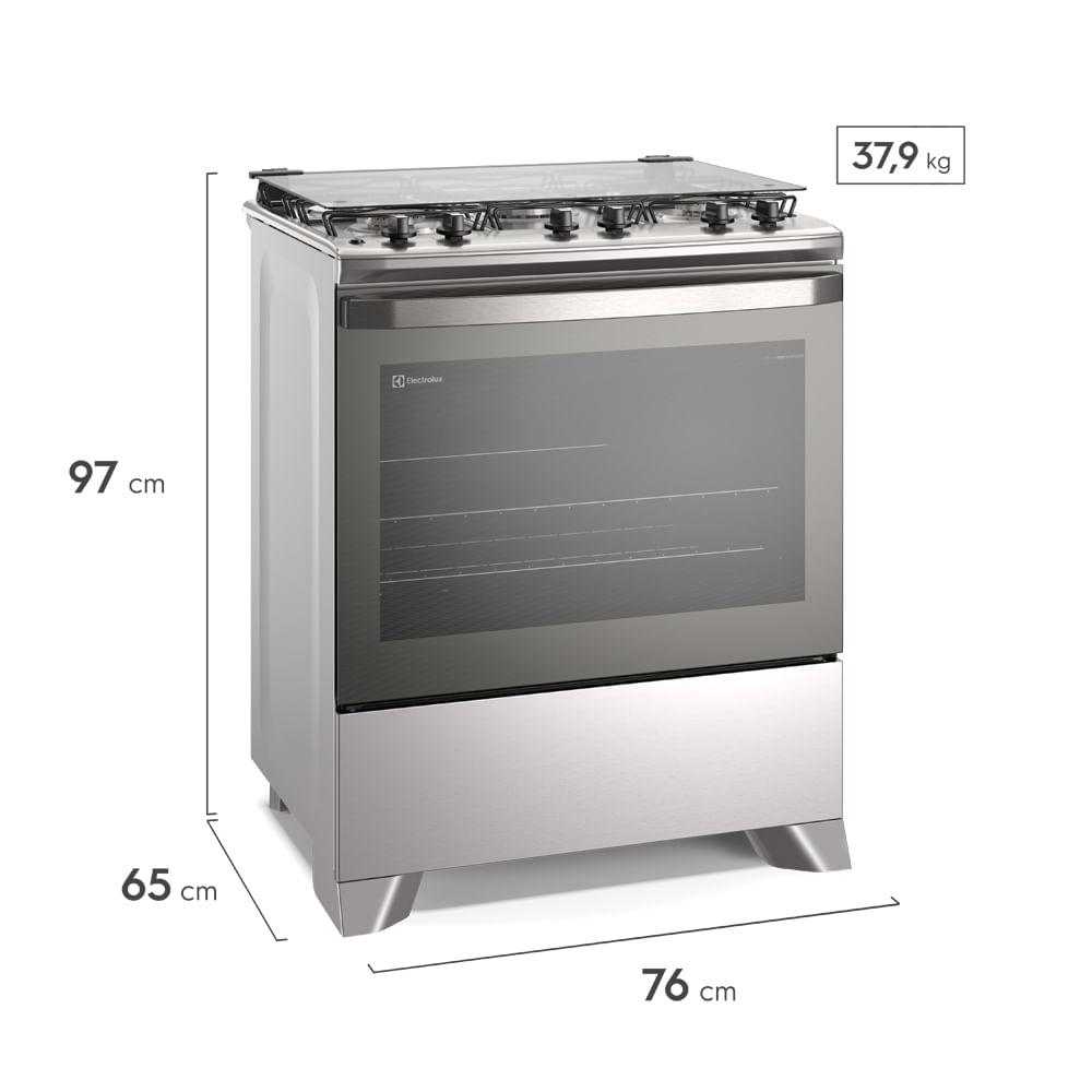 Fogão 5 bocas Electrolux Cinza Efficient com Mesa Inox, PerfectCook e VaporBake (FE5IC) - 2