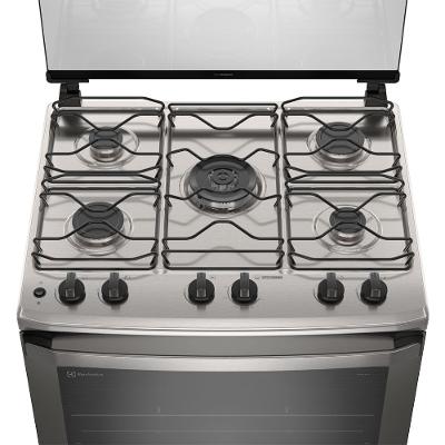 Fogão 5 bocas Electrolux Cinza Efficient com Mesa Inox, PerfectCook e VaporBake (FE5IC)