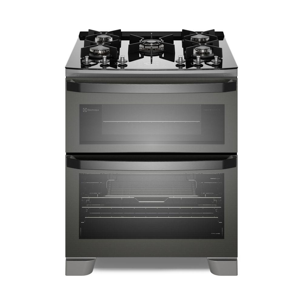 Fogão 5 bocas Electrolux Cinza Expert Função Air Fryer, 2 Fornos, Grill e Timer (FE5AD) - 1