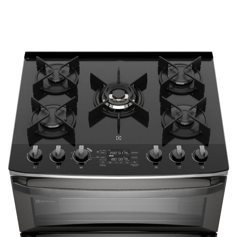 Fogão 5 bocas Electrolux Cinza Expert Função Air Fryer, 2 Fornos, Grill e Timer (FE5AD) - 7