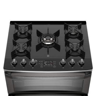 Fogão 5 bocas Electrolux Cinza Expert Função Air Fryer, 2 Fornos, Grill e Timer (FE5AD)