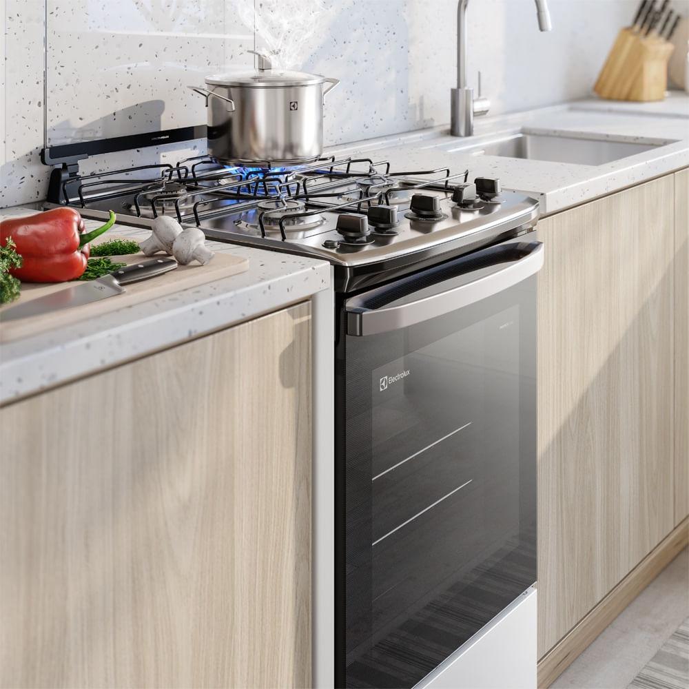 Fogão 4 bocas Electrolux Branco Efficient com Mesa Inox, PerfectCook e VaporBake (FE4IB) - 6