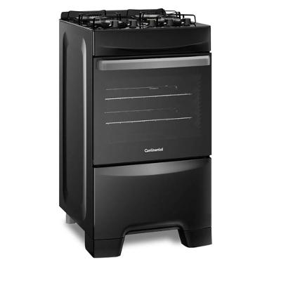 Fogão 4 Bocas Continental Preto Automático com TOPLimpaFácil e Mesa de Vidro (FC4GP) Premium