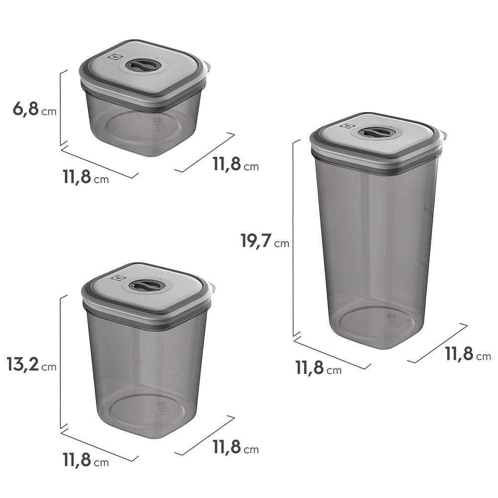 Potes Herméticos Electrolux de Plástico Cinza Escuro Retangular com 8 Unidades - 6