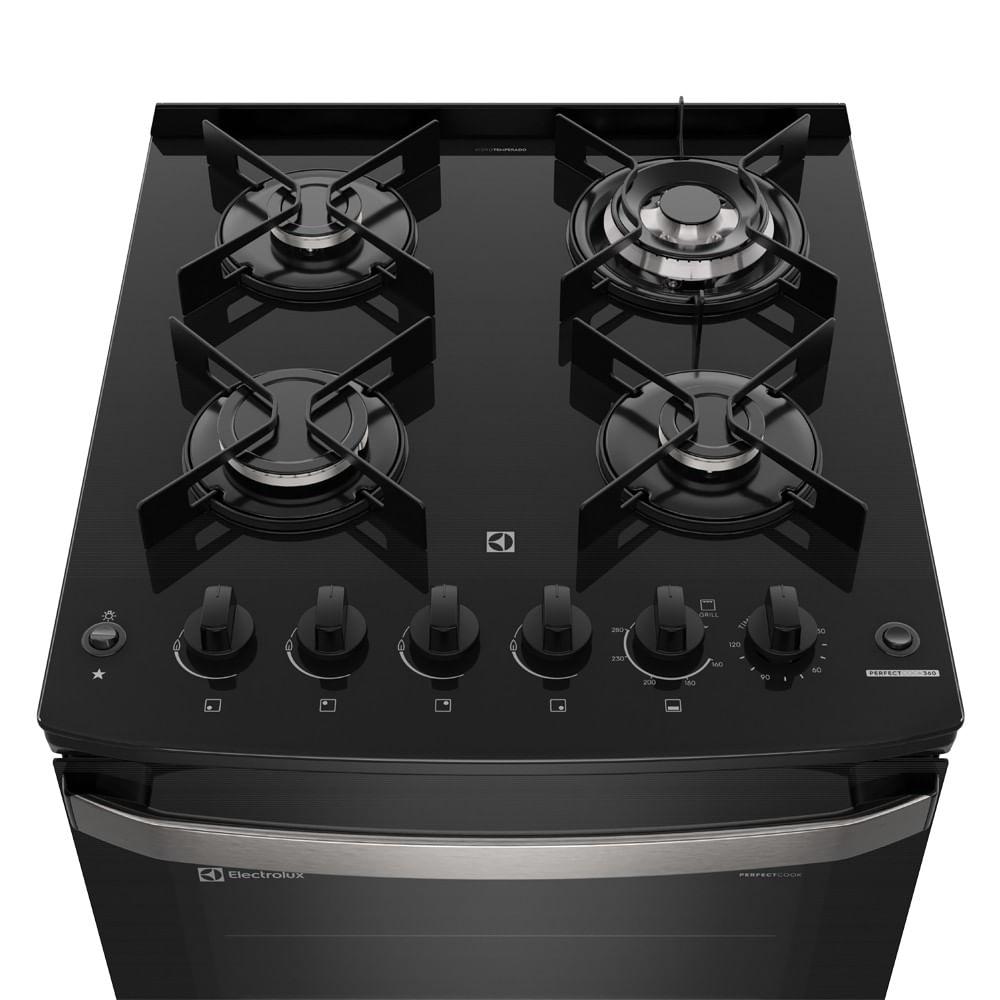 Fogão 4 bocas Electrolux Preto Experience c/ Mesa de Vidro, Grill e PerfectCook360 (FE4CP) - 5