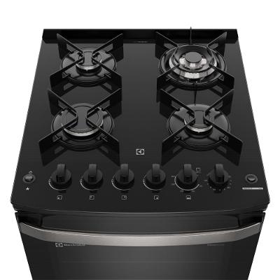 Fogão 4 bocas Electrolux Preto Experience c/ Mesa de Vidro, Grill e PerfectCook360 (FE4CP)